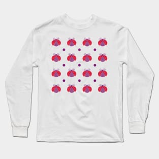 Red ladybugs flying and purple dots Long Sleeve T-Shirt